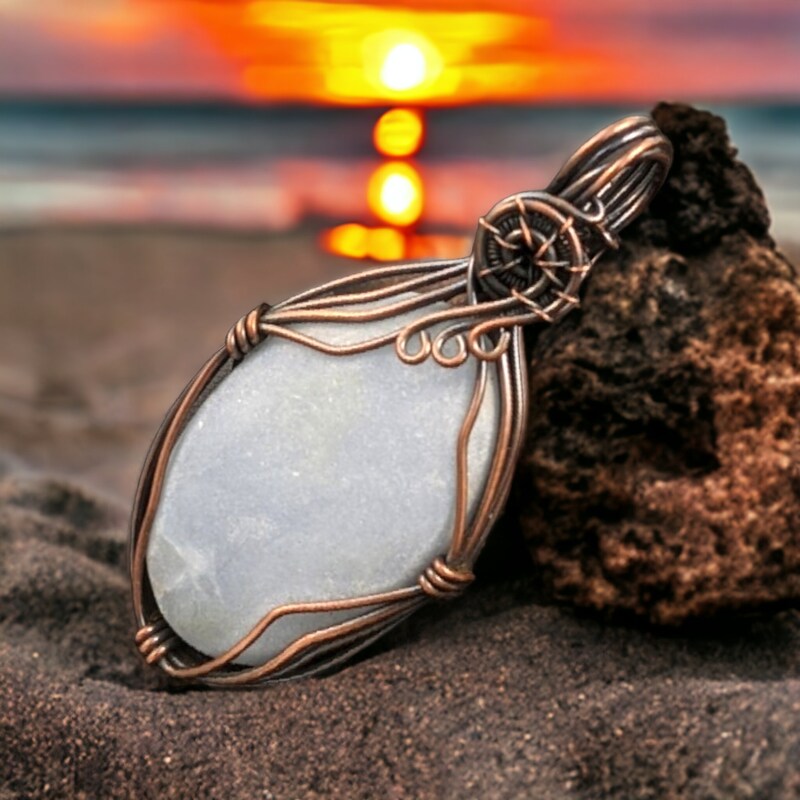 Whispers of Angels: Wire Wrapped Angelite Pendant